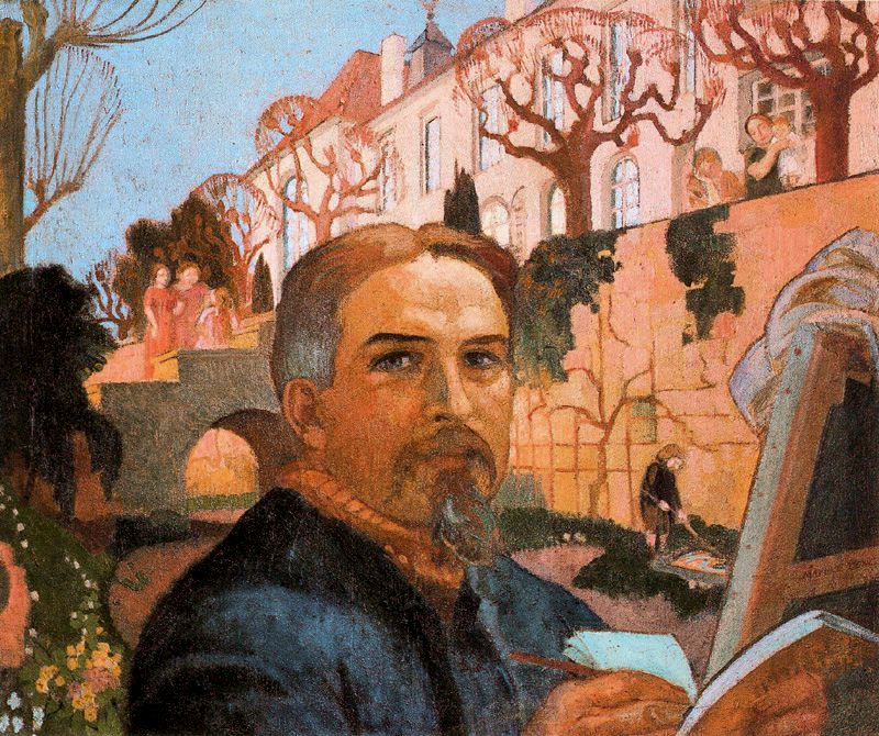Self-Portrait with his Family in Front of Their House by Maurice Denis